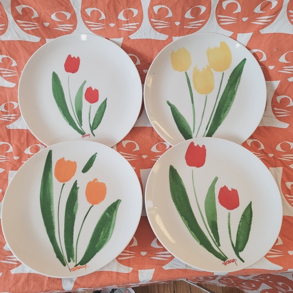 Vintage signed Tulips porcelain Amram's Toronto from Japan - Picture 1 of 10